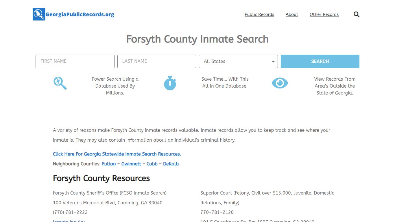 Forsyth County Inmate Search - FCSO GA Current & Past Jail Records